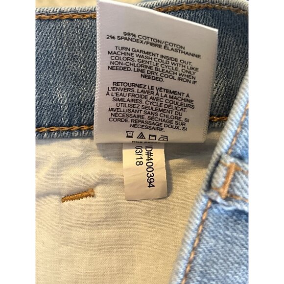 Express High Rise Shortie Denim Shorts 6 Blue Distressed Raw Hem Summer Look - Picture 6 of 8